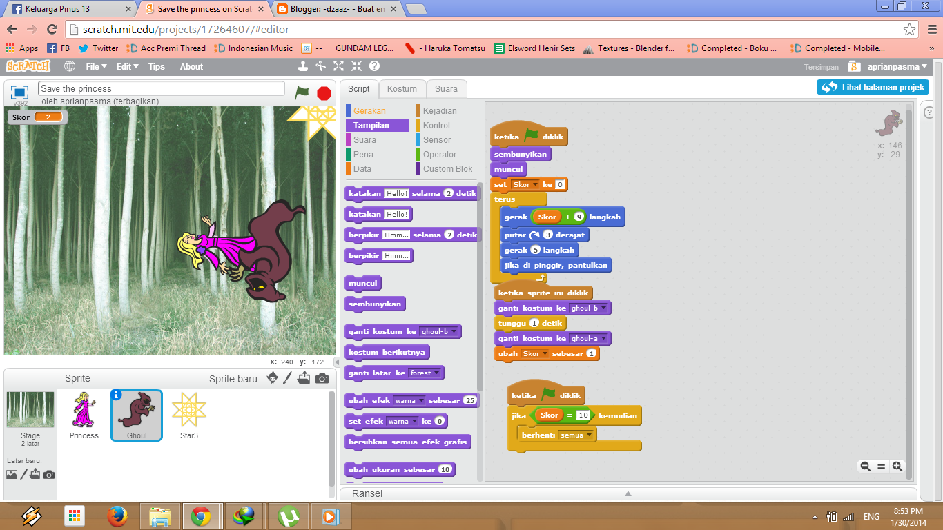 Membuat game sederhana dengan scratch ~ -dzaaz-