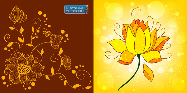 2 nền đồ họa phác họa cổ điển hoa sen vàng lotus yellow vector 6718 ~  MrPixelVn - Chia sẻ Đồ họa vector pixel miễn phí
