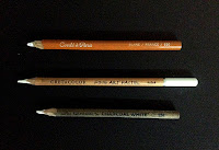 white pastel pencils Conte, Cretacolour and General's.