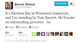 Obama's tweet for Tom Barrett