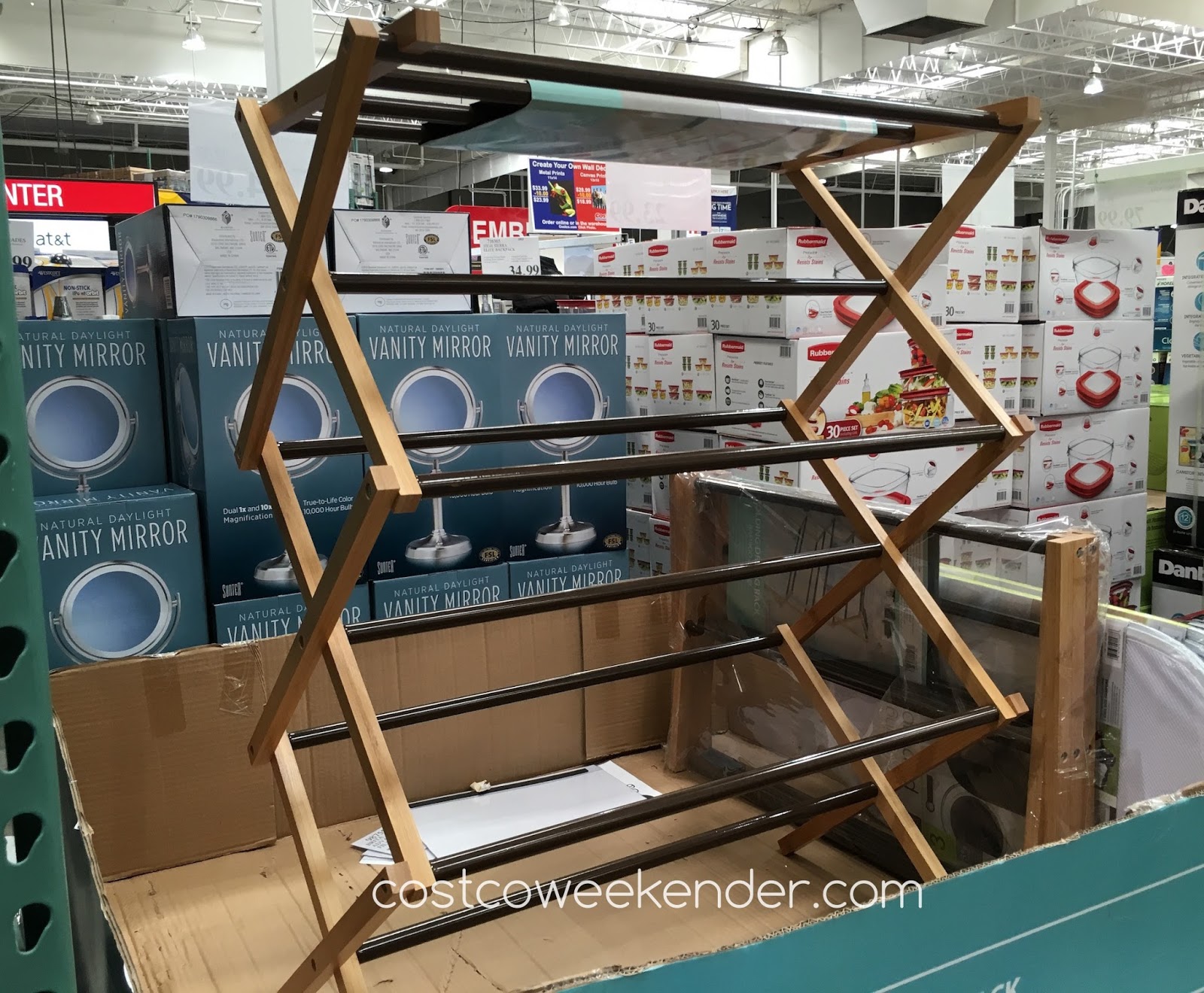 Vanderbilt Folding Drying Rack Bamboo & Steel Costco Weekender