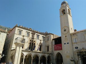 View of Dubrovnik Clock Tower and Pharmacy building.