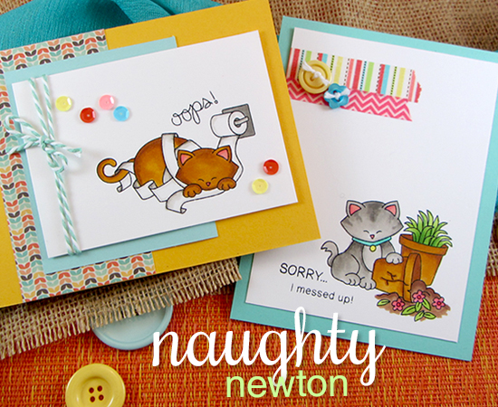 Naughty Kitty Cards by Jennifer Jackson | Naughty Newton Cat Stamp set by Newton's Nook Designs