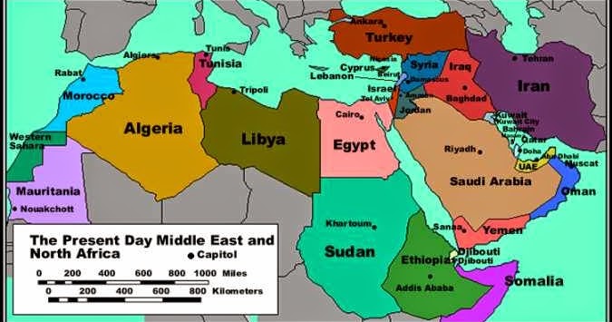 Southwest Asia And North Africa Political Map Political Map Of North Africa
