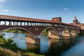 The covered bridge over the Ticino river at Pavia