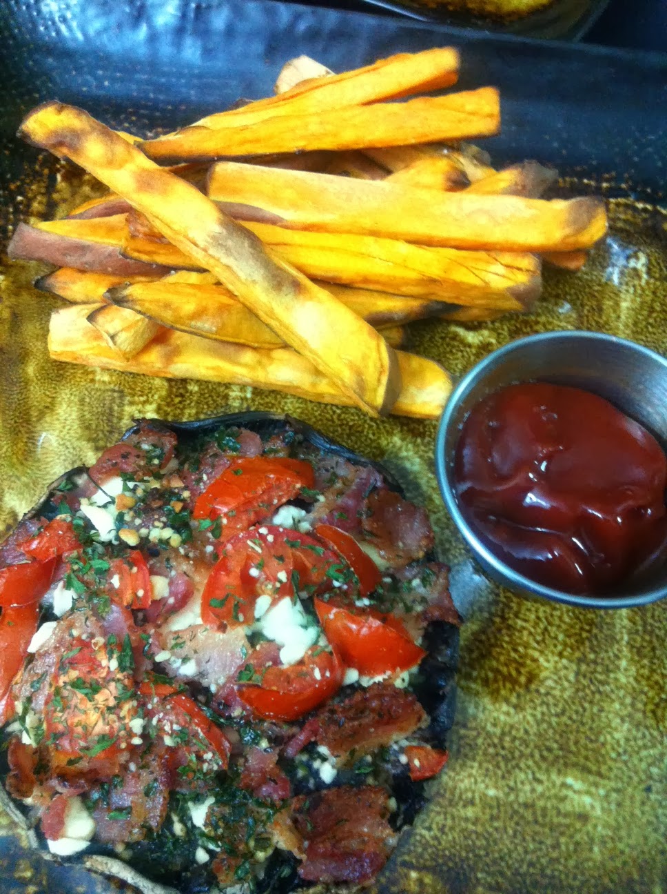 Life and Other Shenanigans Roasted Portobello, Sweet Potato Fries, and