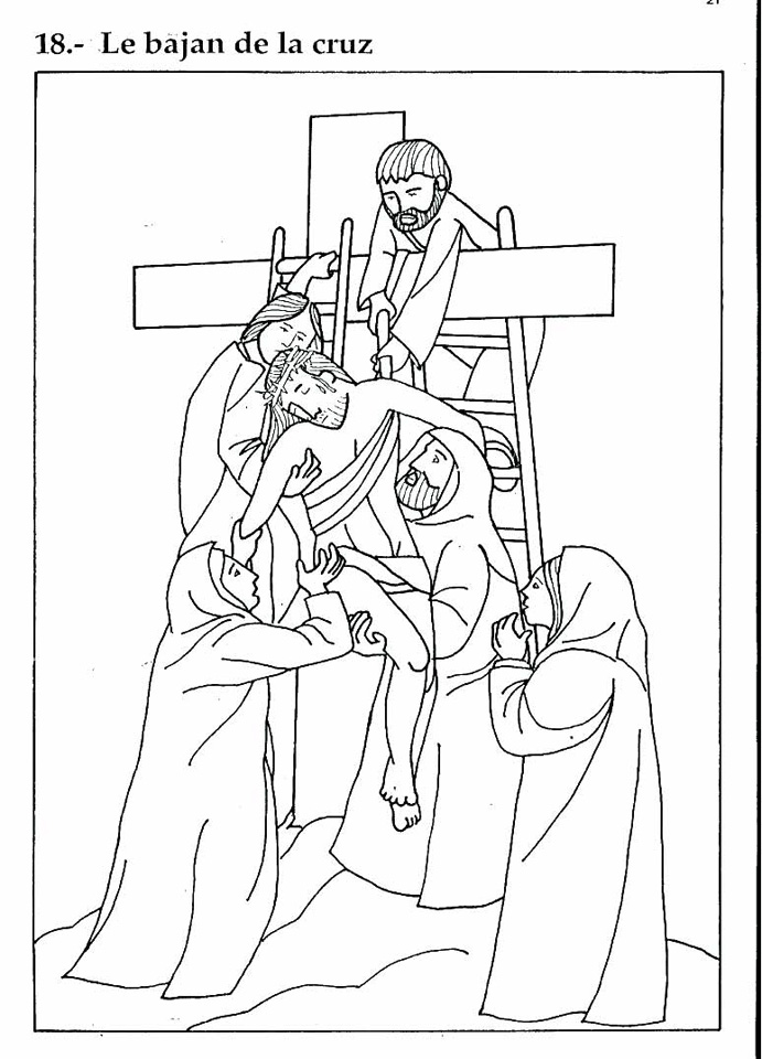 Descienden a Jesús de la Cruz colorear