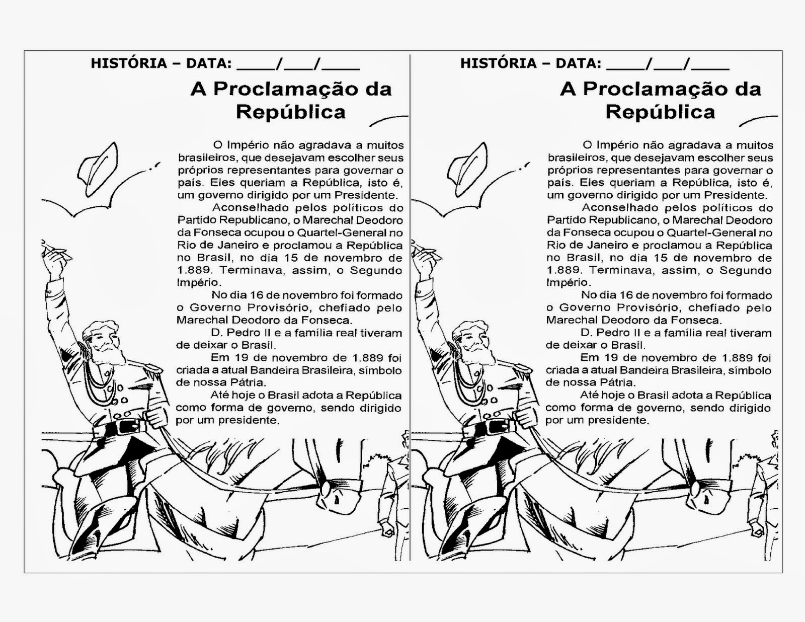 Exemplo De Exercicios Sobre A Proclamação Da Republica 5 Ano