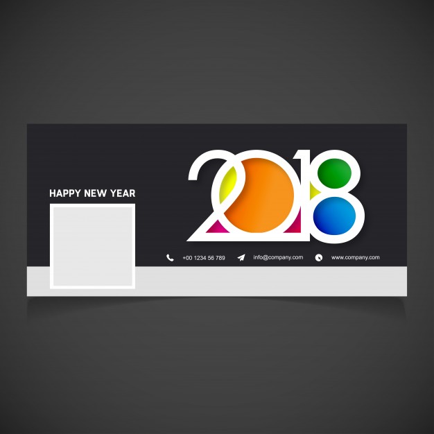 Creative new year 2018 facebook cover Free Vector