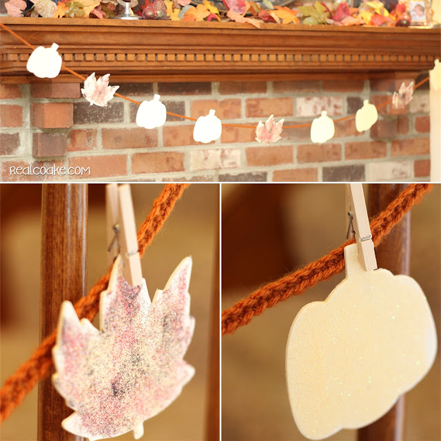 Simple DIY crafts and fall decorating ideas to make a pretty and inexpensive fall garland from realcoake.com