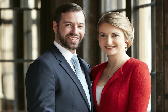 New official portraits of Hereditary Grand Duke Guillaume and Hereditary Grand Duchess Stéphanie of Luxembourg