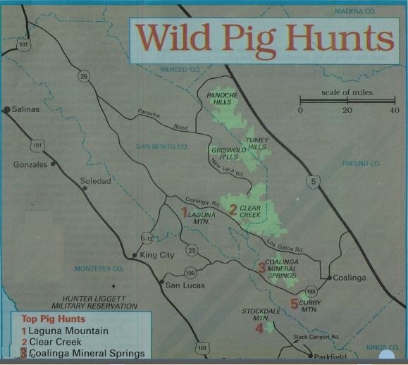 2022 Pig Hunting in California with Boar Hunting maps, Public Lands