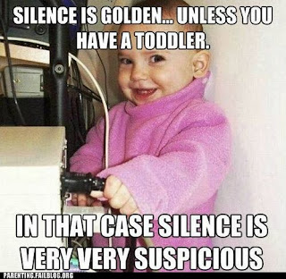 silence is very suspicious baby pulling computer power cable out