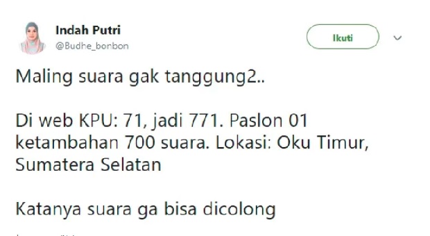 Netizen Bongkar Dugaan Kecurangan, Paslon 01 Dapat Tambahan 700 Suara