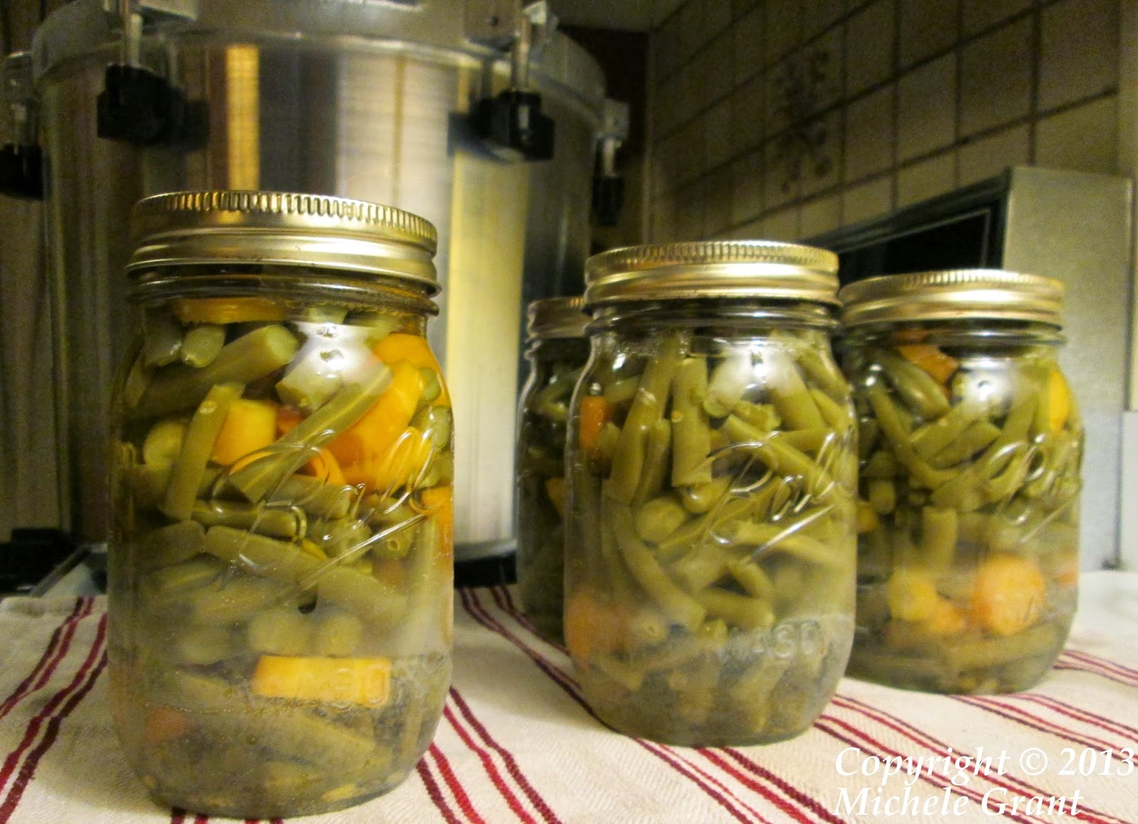 Rowhouse Livin' CSA home canning green beans and carrots