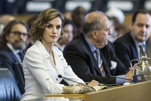Spanish Minister of Food and Agriculture Isabel Garcia Tejerina, FAO Director-General Jose Graziano da Silva and Queen Letizia Of Spain arrive at the FAO Headquarters as she is named FAO Special Ambassador for Nutrition