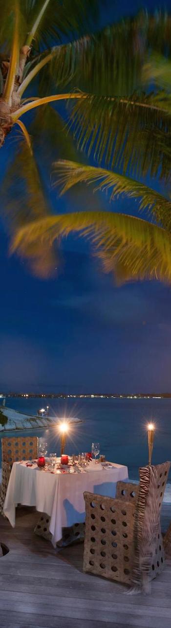 St. Regis Bora Bora Dining at night