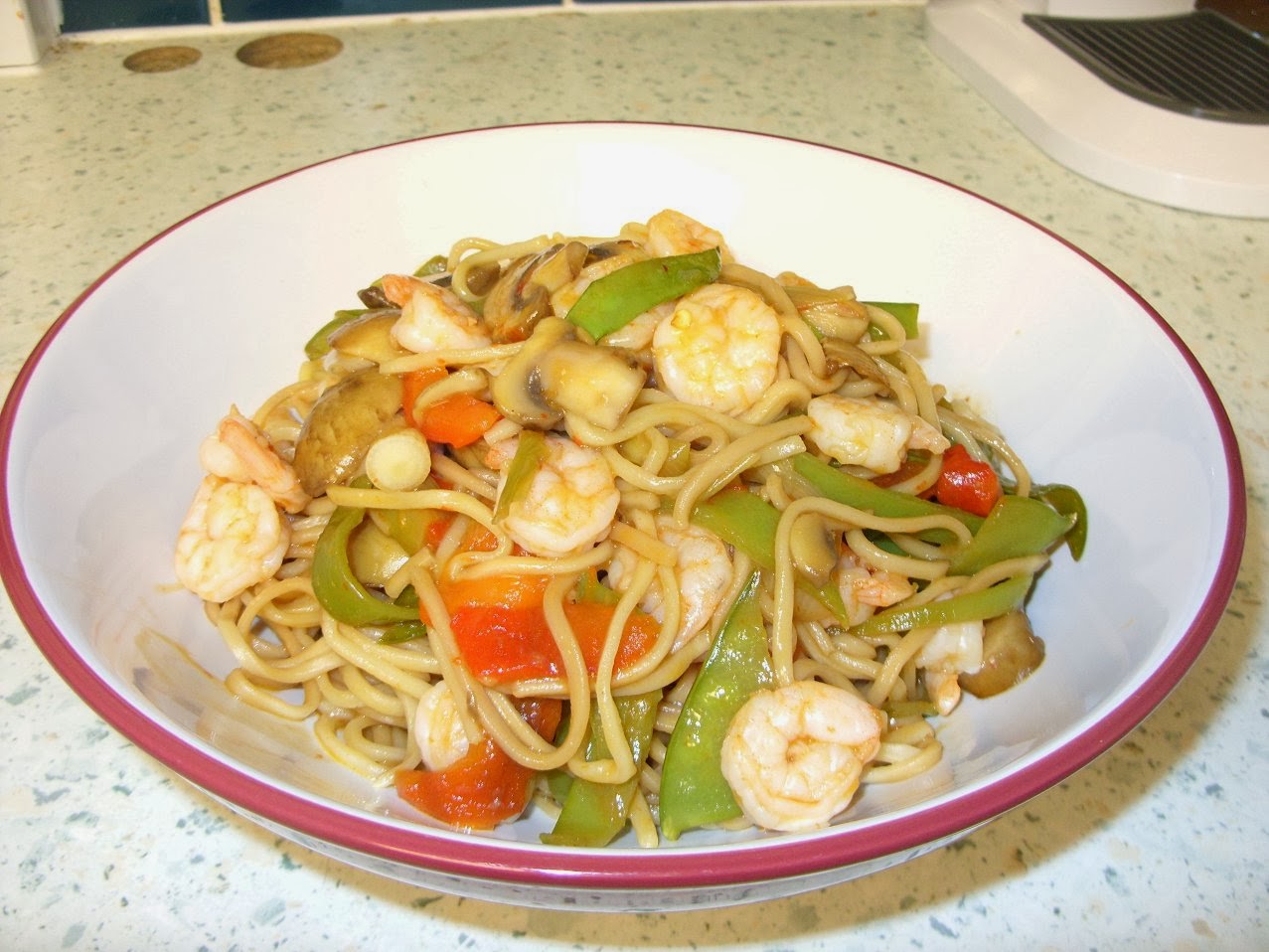 Jenny Eatwell's Rhubarb & Ginger Prawn noodle stir fry it's a stir