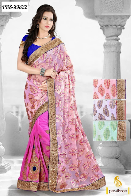 Full Embroidery Party Wear Designer Saree