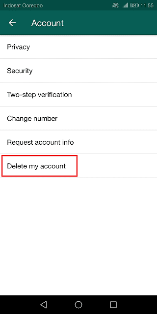 pilih opsi delete my account