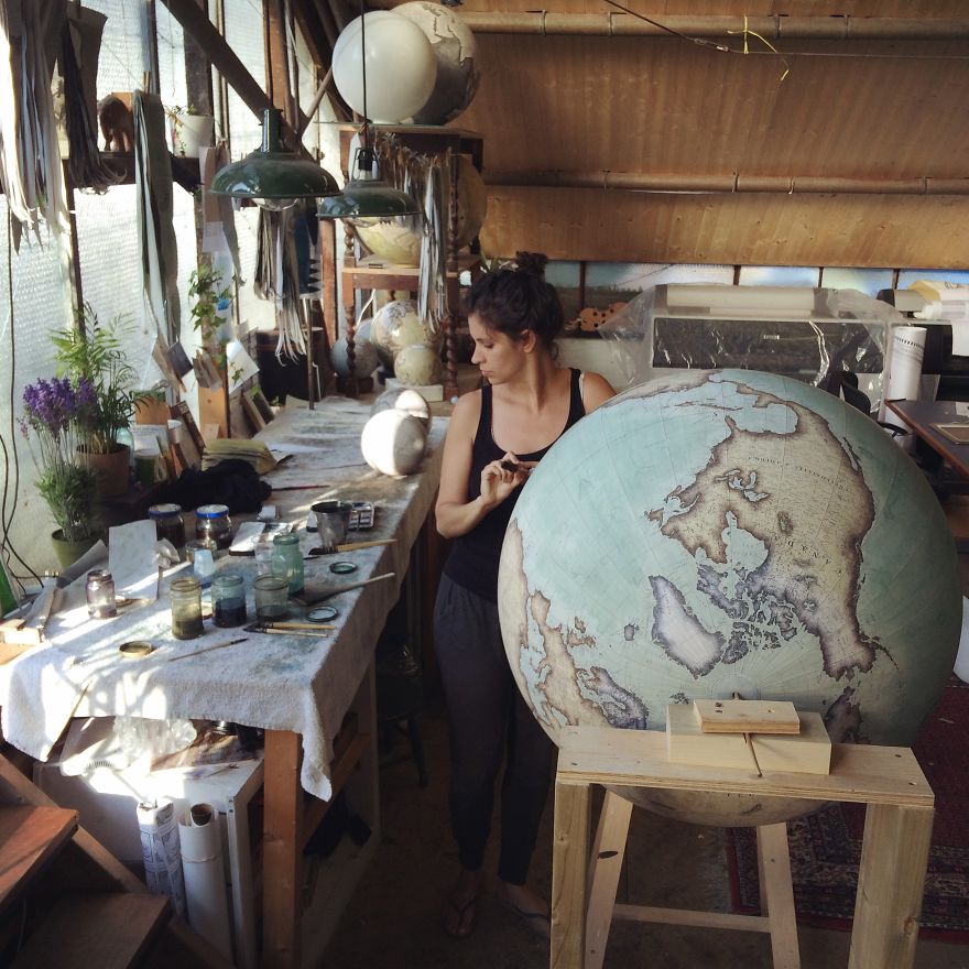 One of the challenges in globe making is the fight with Pi – if you don’t constantly measure and re-measure, you will be unable to complete the process - One Of The World’s Last Remaining Globe-Makers That Use The Ancient Art Of Making Globes By Hand