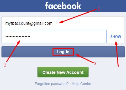 facebook log in to my account password