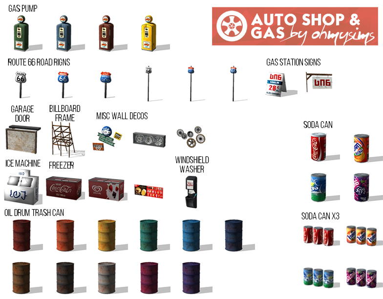 Sims 4 CC's The Best Auto Shop and Gas Station Set by OhMySims404