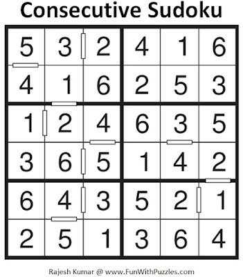 6x6 Consecutive Sudoku (Mini Sudoku Series #61) Answer