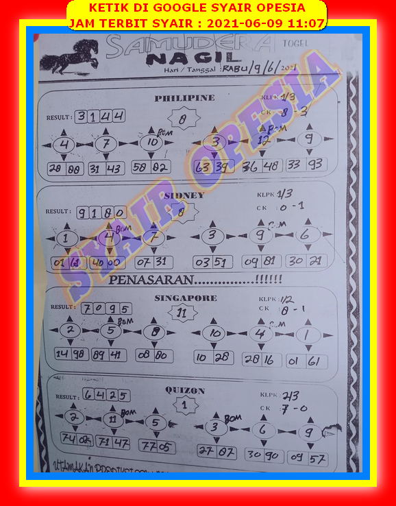 Syair Sgp Hari Ini Rabu 9 Juni 2021 Opesia Official