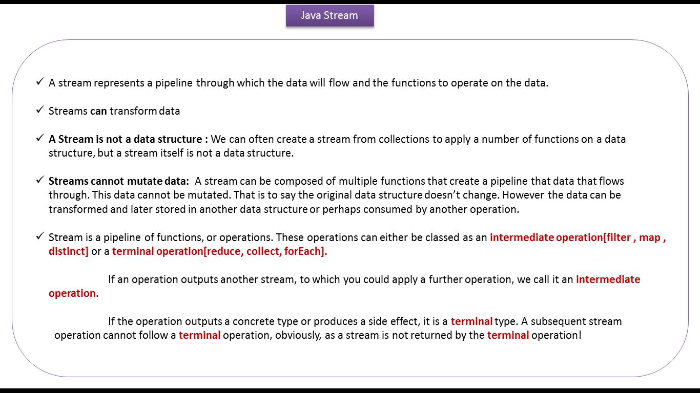 JAVA EE Important notes of Java 8 Stream Java 8 streams tutorial