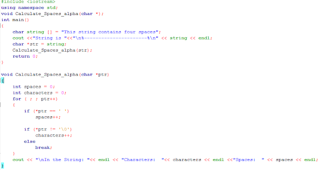 c++ program to count spaces in a string using pointers ~ C++ ...