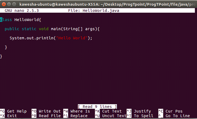 Tutorial 2 - JAVA first program ( Hello World ) in ubuntu | ProgTpoint