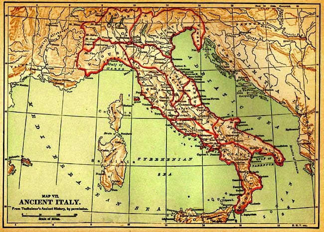 Карта древней италии с областями