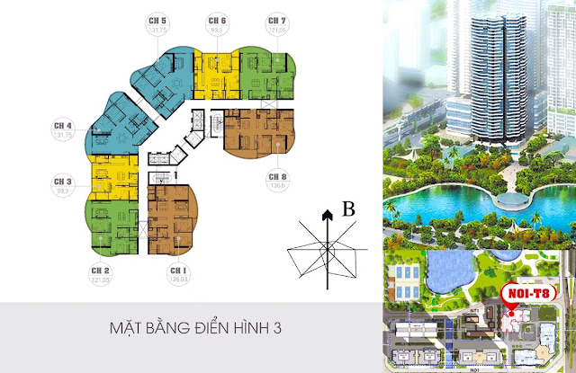 Mặt bằng căn hộ tòa N01T8 Ngoại Giao Đoàn