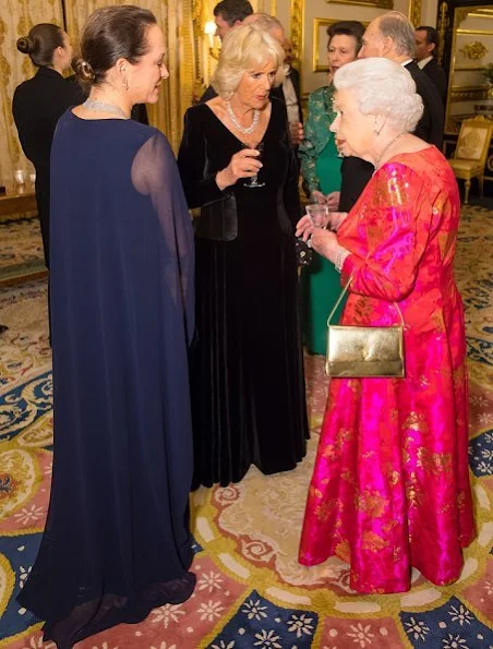 Prince Karim Aga Khan, Princess Zahra Aga Khan, Princess Salwa Aga Khan, Duchess Camilla, Prince Charles, Princess Anne and Prince Andrew