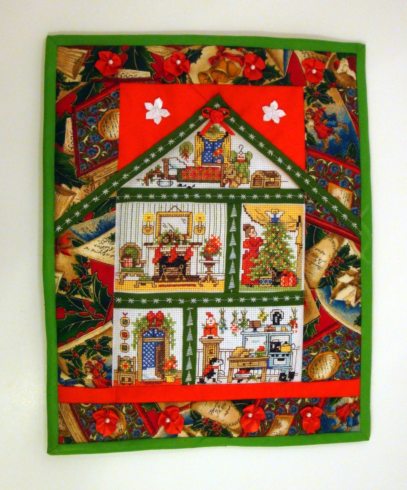 Everyday Art Work Cross Stitch, Embroidered and Quilted Wall Hanging