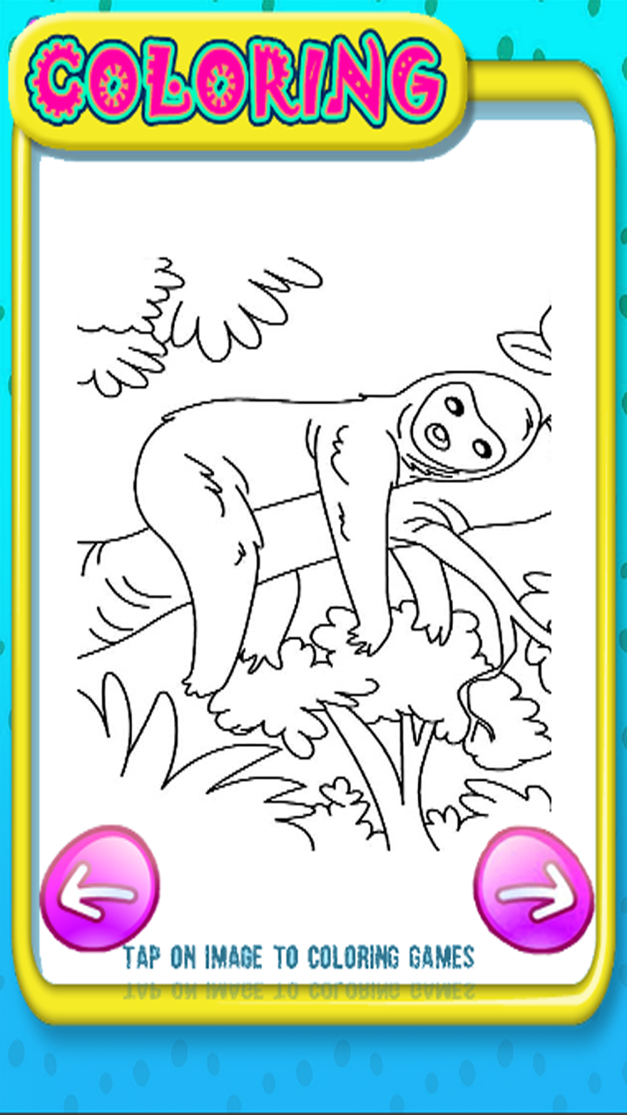 Animal Sloth Game Coloring Book For Kids