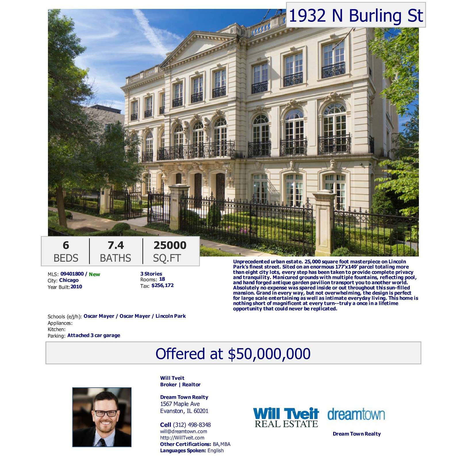WILL TVEIT REAL ESTATE For Sale Lincoln Park Mansion 1932 N
