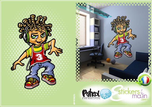 Stickers Designs: Stickers Reggae boy and headset