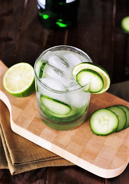 Gin & Tonic with Cucumbers Cocktail Image