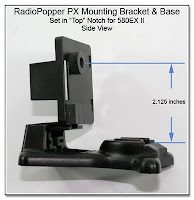 CP1112: RadioPopper PX Mounting Bracket & Base - set for 580EX II - Showing Height of Sensor Location - Side View