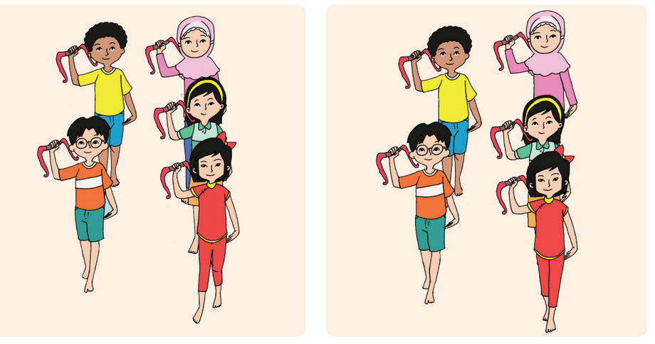 Gambar Pola Lantai Garis Lurus Vertikal Dengan 4 Penari Tari Pola