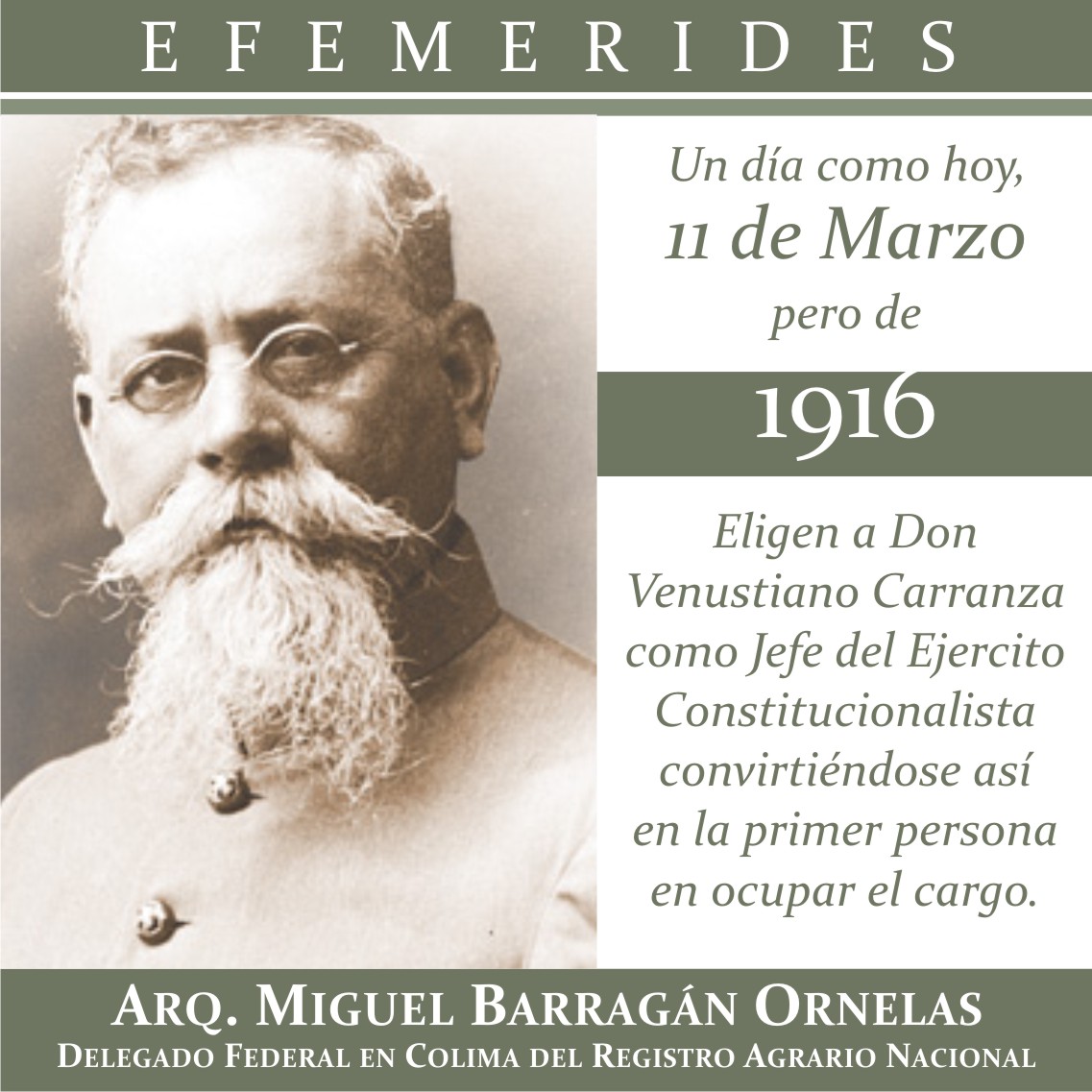 Registro Agrario Nacional Colima Efemerides 11 de Marzo