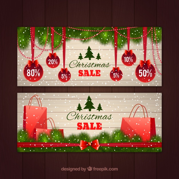 Christmas sale banners Free Vector