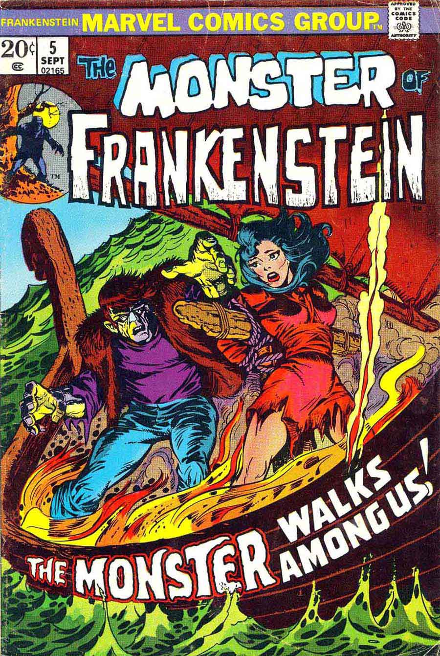 Frankenstein v2 #5 marvel comic book cover art by Mike Ploog