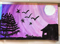 paintings monochromatic purple moonscape grade 4th snuck bit into