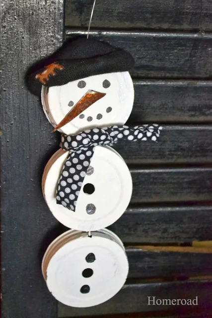 Mason jar lid snowman www.homeroad.net