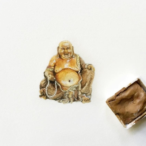 29-Happy-Buddha-Karen-Libecap-Star-Wars-&-other-Miniature-Paintings-and-drawings-www-designstack-co