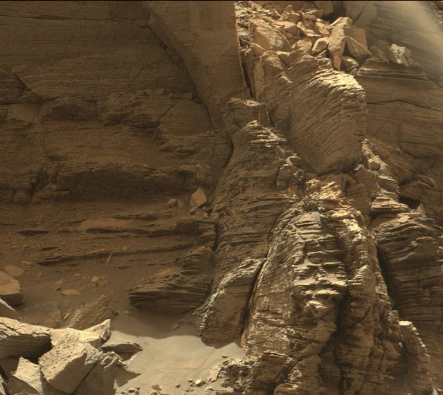 Mars rover views spectacular layered rock formations Mars rover views spectacular layered rock formations