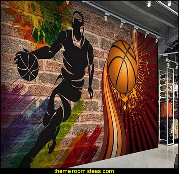 basketball bedroom ideas - basketball decor - basketball wall murals